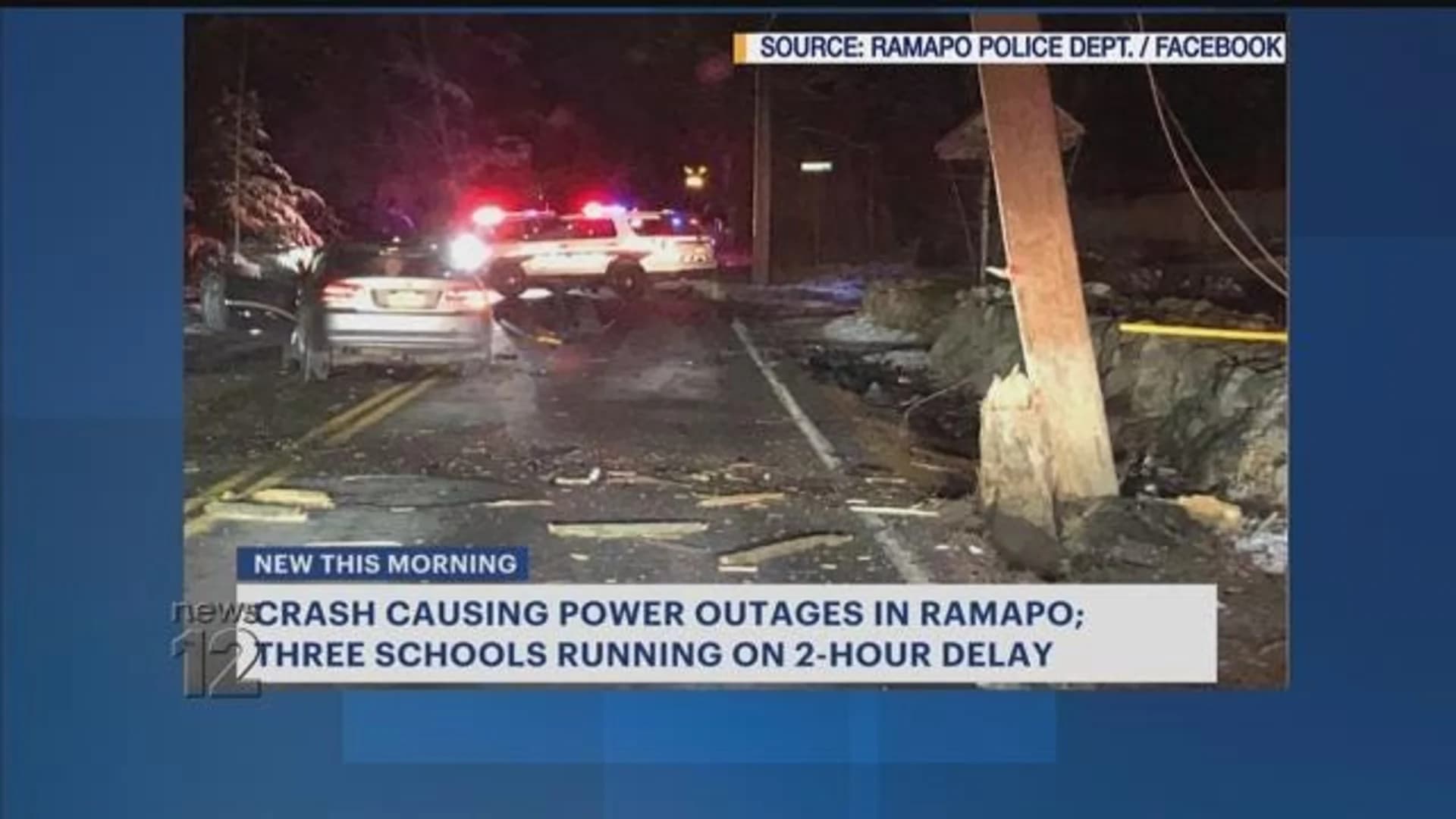 Car crash knocks out power in Ramapo, delays schools