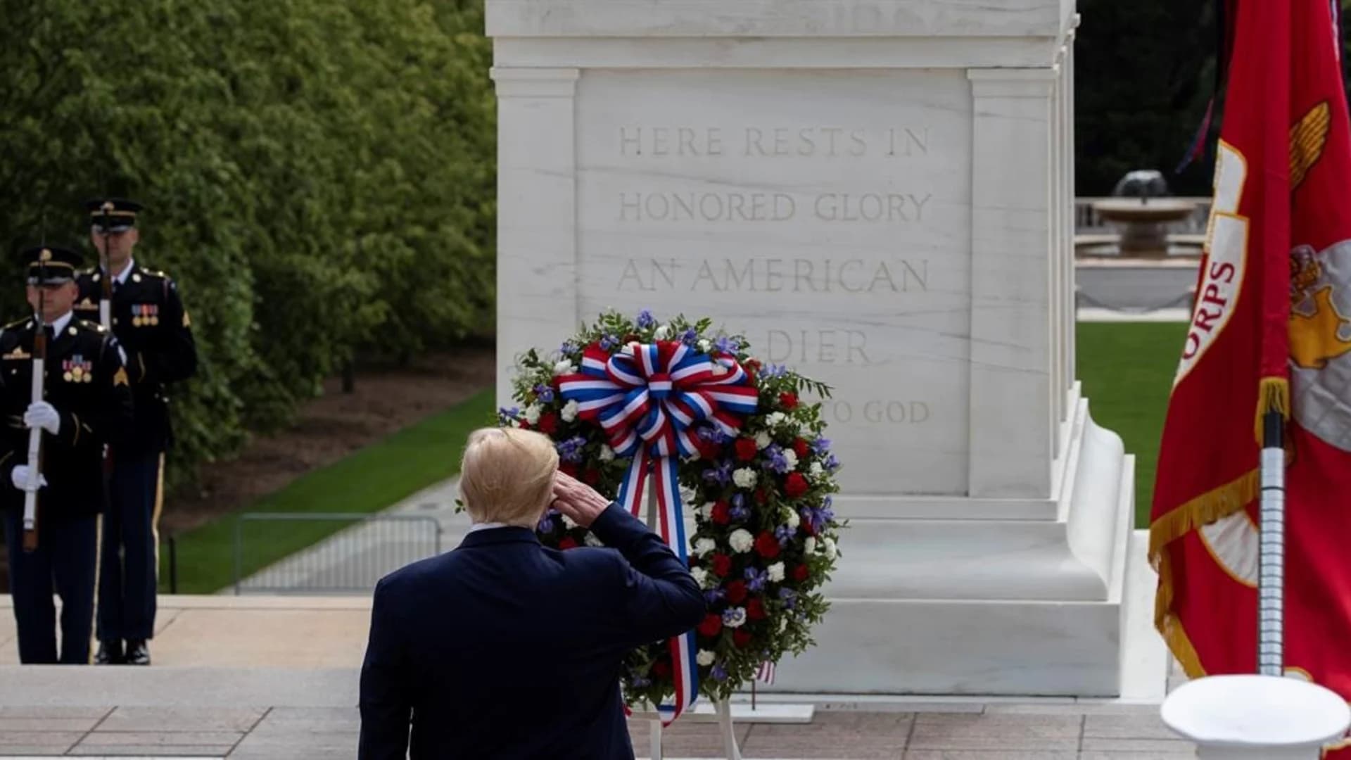 Trump honors fallen soldiers on Memorial Day in twin events